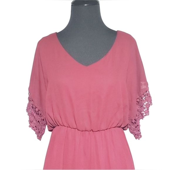 Altar'd State Maroon Lace Sleeve Dress - Picture 2 of 3